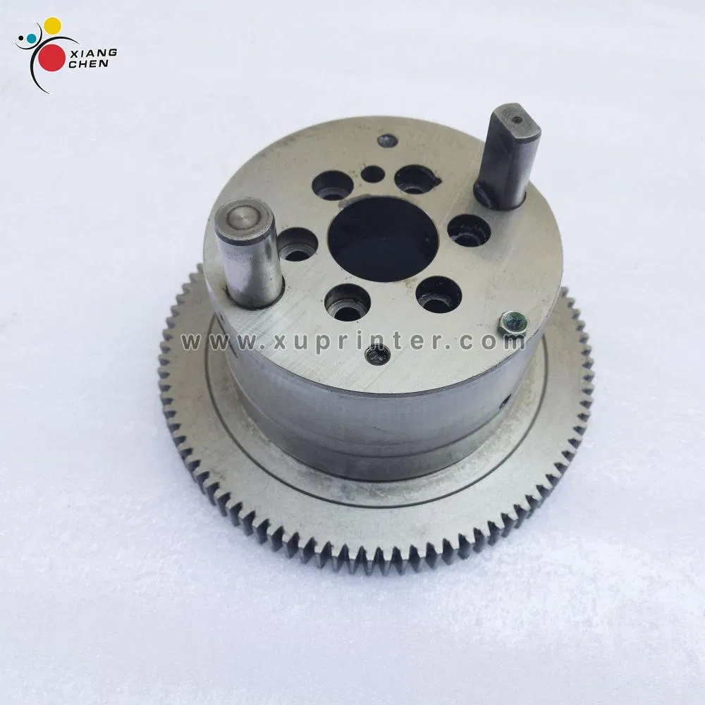 Close-up view of printing machine drive gear