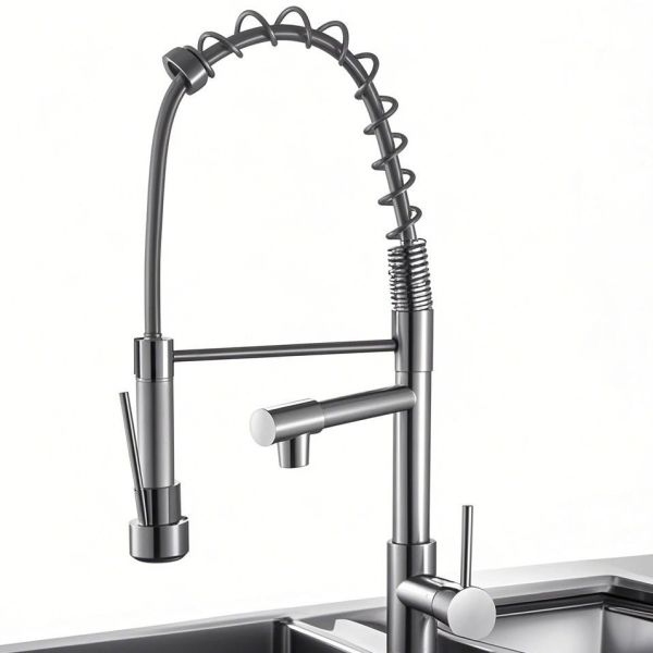 Industrial Style Single Handle Double Kitchen Taps Single Hole Installation Kitchen Faucet