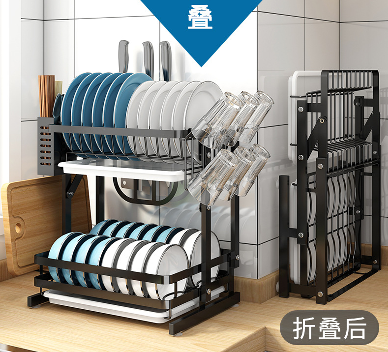 Rustproof 30KG Loading 3 Tier Stainless Steel Dish Drying Rack Foldable