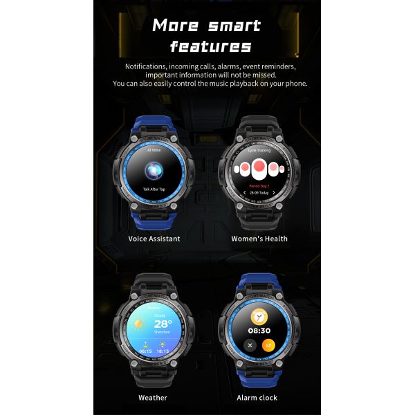 Yellow Bluetooth Calling Smart Watch Compass Sleep Tracking Heart Rate Monitoring