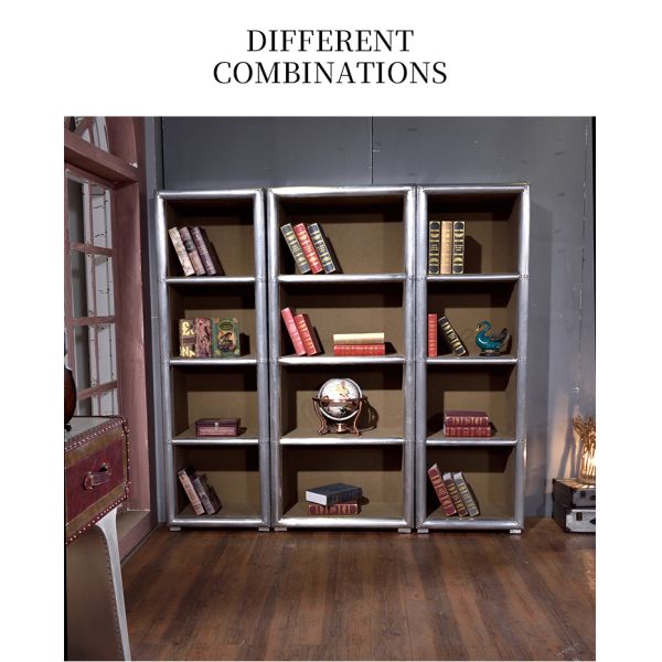 Nidea #8010 Antique Style Industrial Aluminum Bookcase with 9 Shelves Multifunction for Home Bar Office Living Room & Hotel