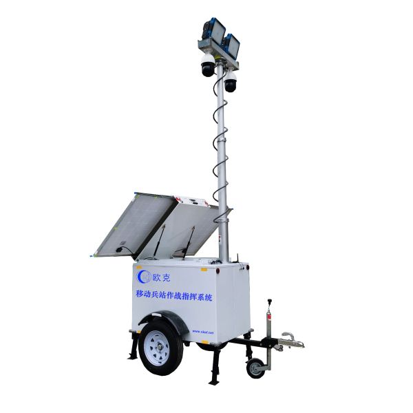 Mobile Surveillance Camera Trailer Telescopic Mast With 2000W Generator