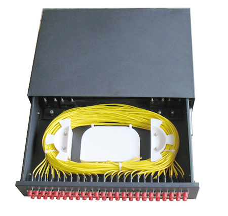 48 ports Slidable type Rack Mounted terminal box ODF black cold rolling steel sheet with FC/UPC adapter