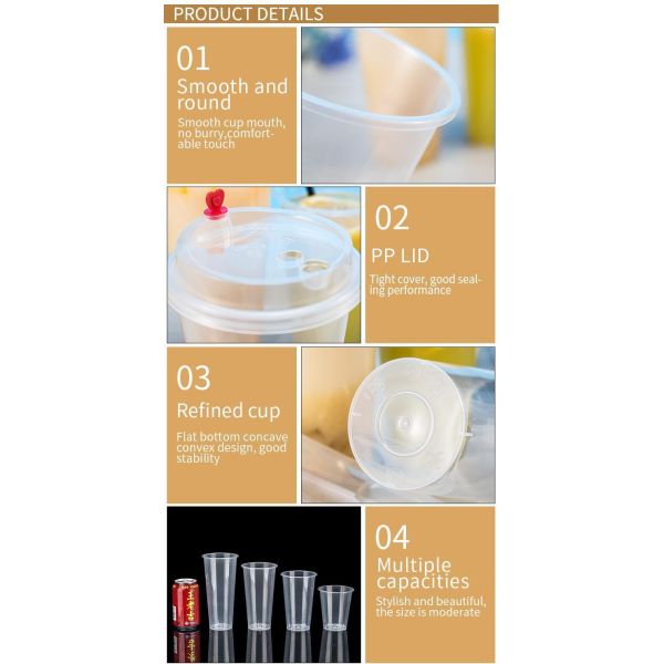 Custom Logo Disposable Plastic Cup for Boba Milk Tea Customized Request Accepted