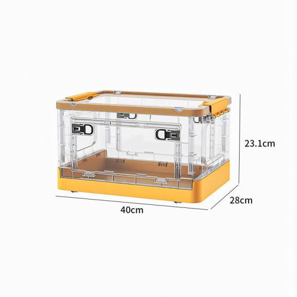 Foldable Box Stackable Container Transparent Plastic Storage Containers - Multi-Purpose Organizers for Kitchen, Office and Home Accessories