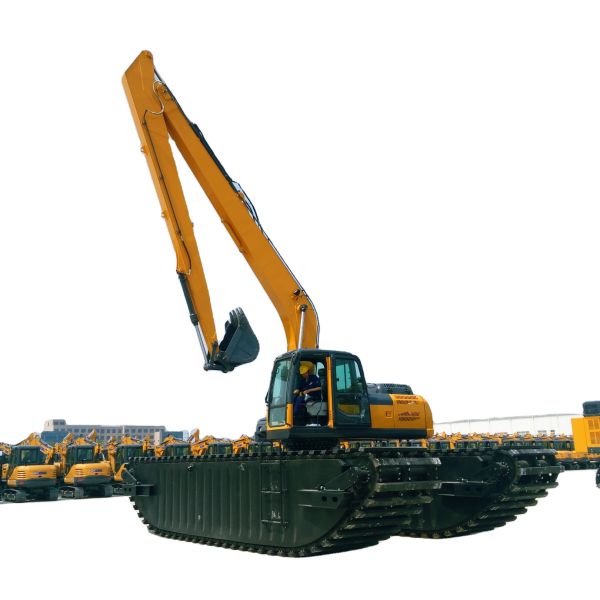 Hydraulic Multi Function Amphibious Dredger With Sealed Box Shaped Track Shoe