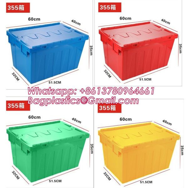 Cargo Transport Plastic Box, Collapsible 35 Liter Heavy Duty Storage Bin / Foldable & Stackable Utility Crate With Attached lockable Lid