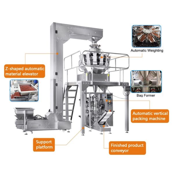 Multihead Pillow Bag Granule Vertical Packing Machine For Snacks