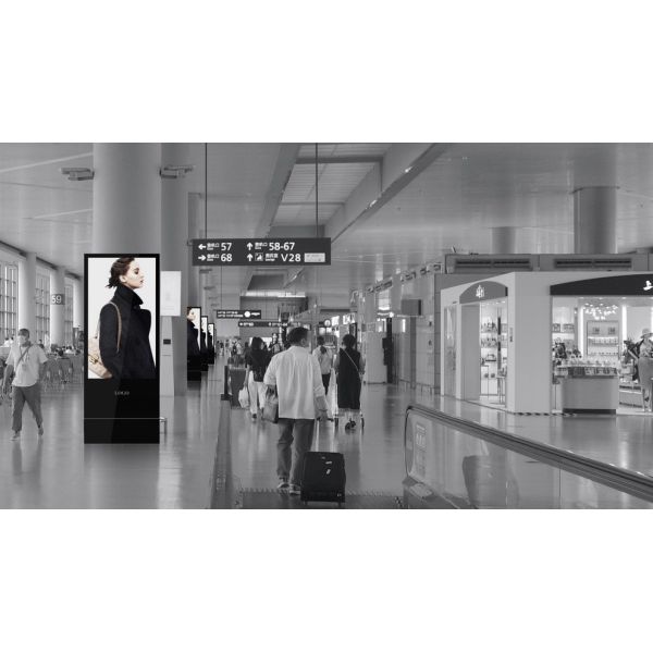 Indoor Digital Advertisement Display Floor Stand 75inch Android Network 4G