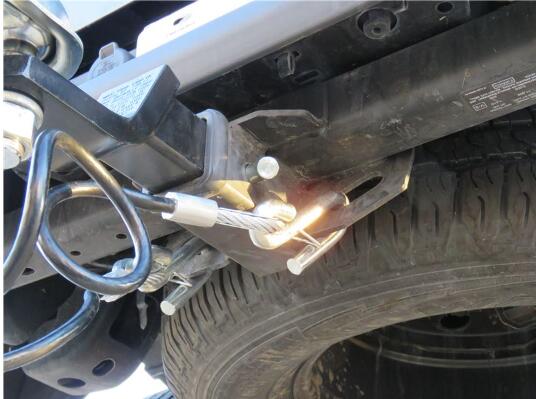 Close-up view of coiled safety cable construction