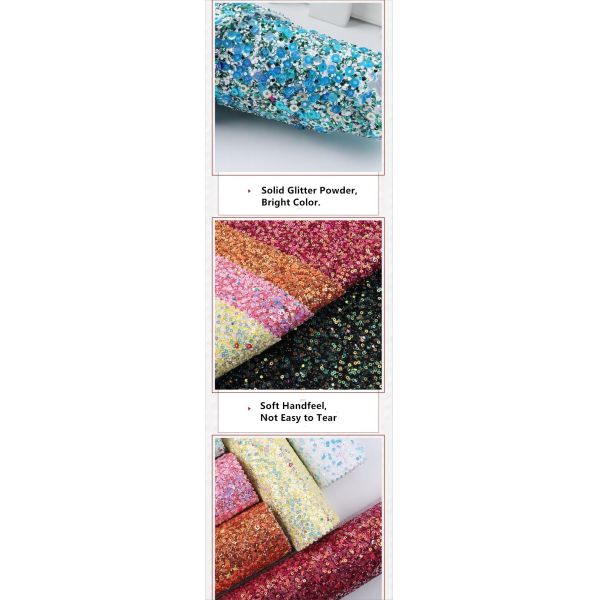 Sequins Bright Glitter PU Leather Printed Artificial PU Material