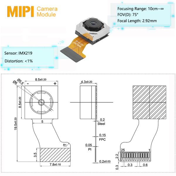 IMX219 CMOS Sensor YUV Output MIPI CSI-2 Interface Auto Focus Camera Module