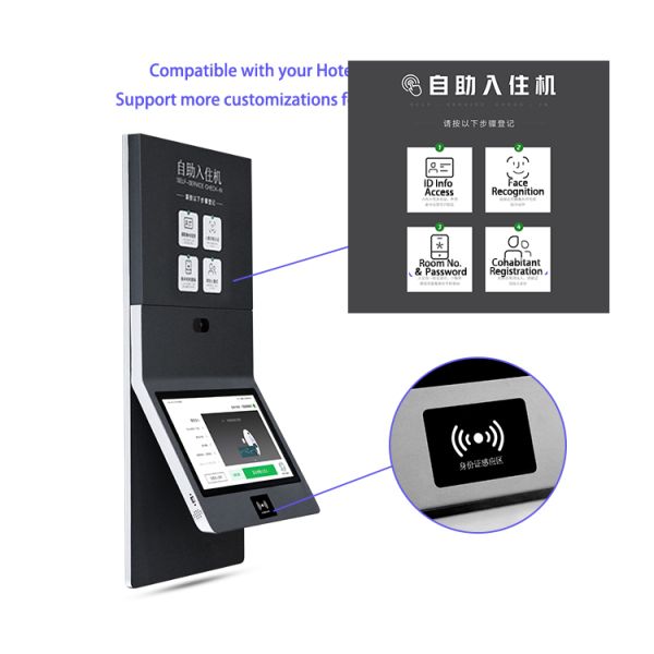 21.5 Inch Wall-Mounted Android Windows OS Self-Service Payment Kiosk for Hotel Check-In with Barcode Reader SDK Functionality
