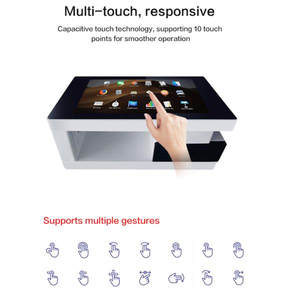 Free Standing Drawer 43 Inch Indoor Lcd Interactive Android System Coffee Game Smart Touch Screen Table