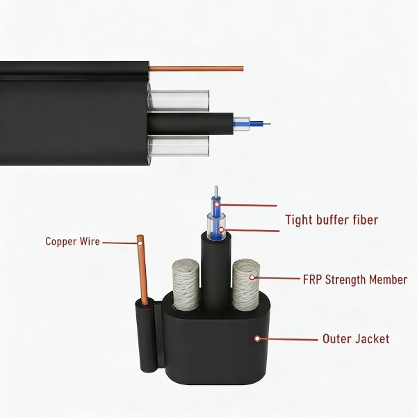 Fiber Optic Drop Cable Assembly Toneable Flat Drop Cable Patch Cord FTTA Corning Opti-Tap Waterproof Patch Cord