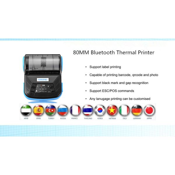 Handheld Android Pos Thermal Printer , Bluetooth Receipt Printer Bluetooth / USB Interface