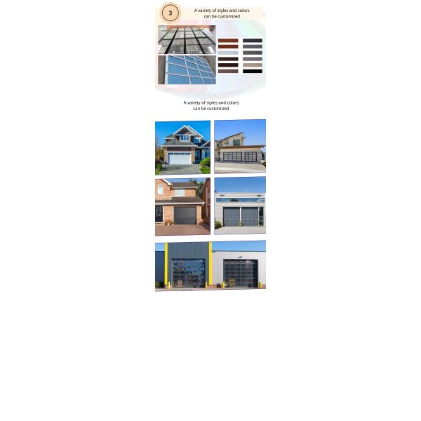 Customized Modern Design Style Aluminum Sectional Door Automatic Remote Control