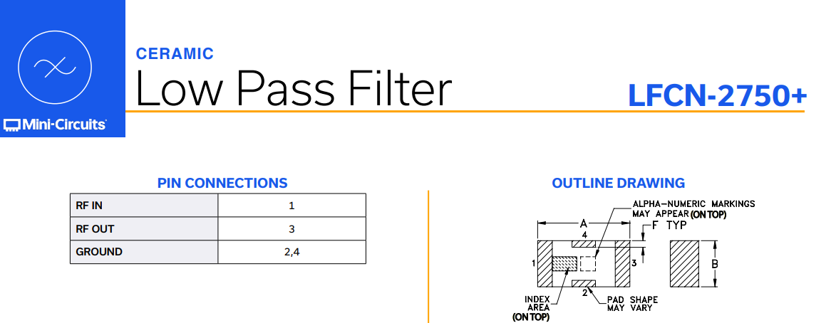 LFCN-2750+ is a low-pass filter produced by Mini-Circuits.