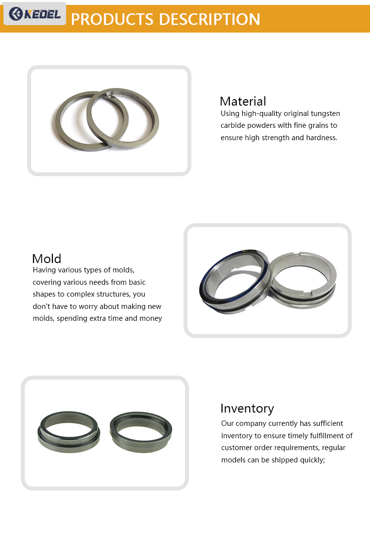 Custom Cemented Tungsten Carbide Sealing Ring Pressure-resistant Non-deformable for Sealing and Protecting Mechanical Equipment