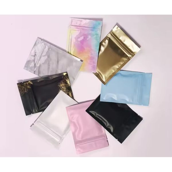 Factory Supply Multicolor Matte Finish Small Mini Flat Resealable Zipper Packaging Pouches Aluminum Foil Bags