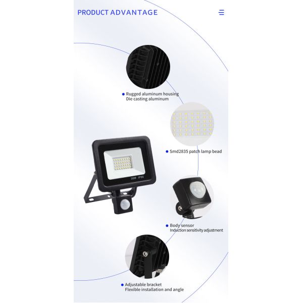 10W - 100W Induction Led flood light With Adjustable PIR Sensor floodlight Street Square Outdoor Lighting