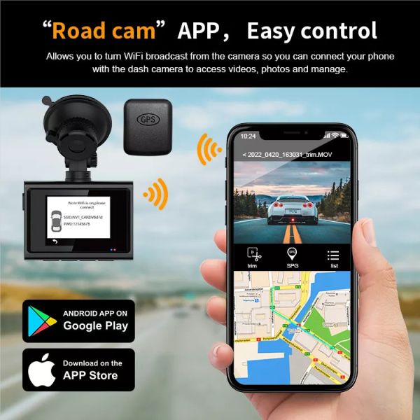 4K 2K WDR Dash Cam WIFI GPS Logger Dual Lens Car DVR Novatek96670 Chip