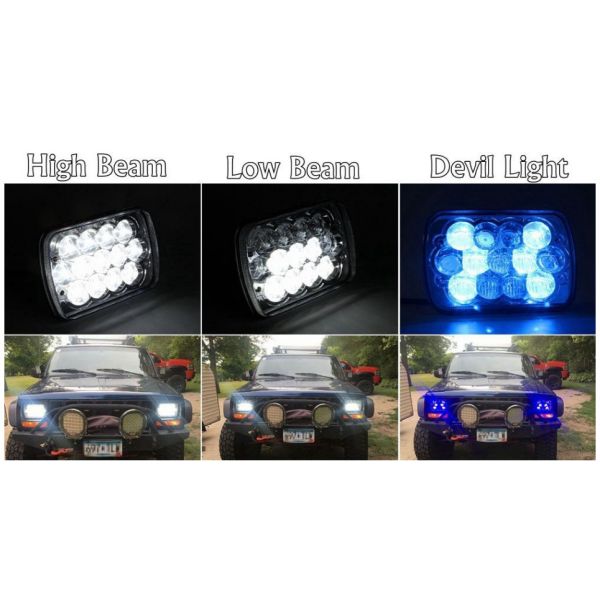 Latest Released High/Low Beam 65W IP68 Square 5D LED Headlight/Chrome for Off-road/LED Work Light