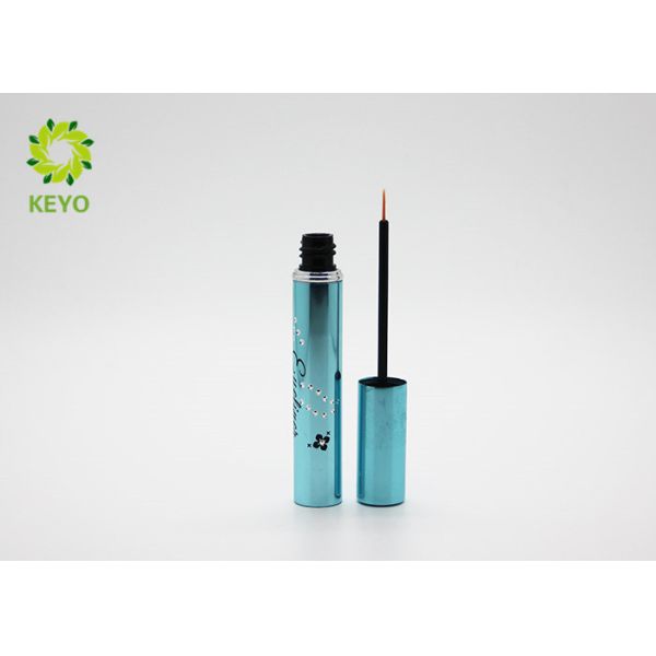 Shiny Blue Empty Eyeliner Tubes , Round Aluminum Empty Eyeliner Container