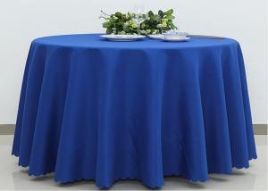 Quality Dark Blue Wedding Textile Round Linen Table Cloths , 90 / 108 Inch Round Tablecloth for sale