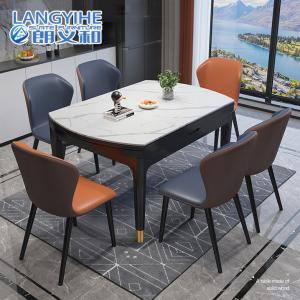Rock Slab Dining Retractable Folding Marble Table Rectangular