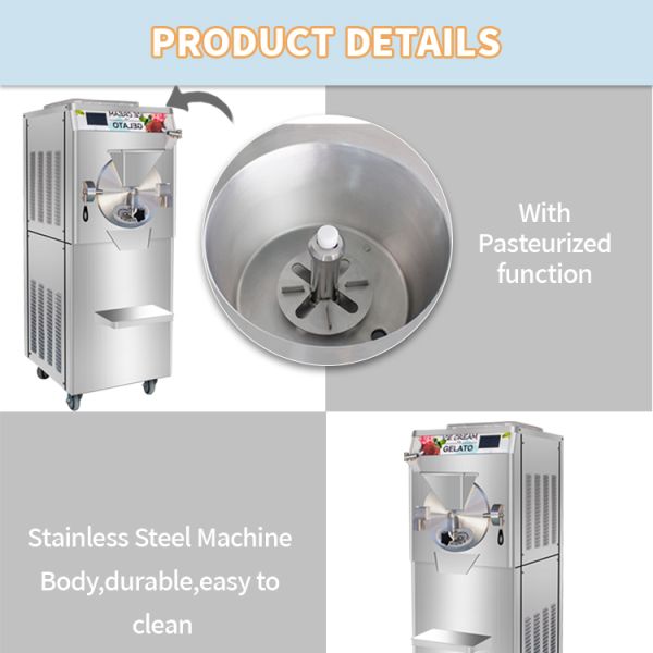 Pasteurized Hard Ice Cream Machine Pasteurizer Gelato Batch Freezer Heat and Freeze Combined Italian Ice Machine