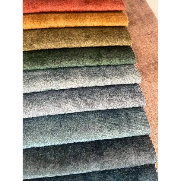 Blue Embossed Polyester Fabric Velvet Upholstery Fabric For Sofa