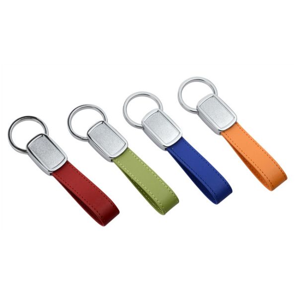 Debossing Tape Green PU Leather Key Chains Strap Epoxy Doming