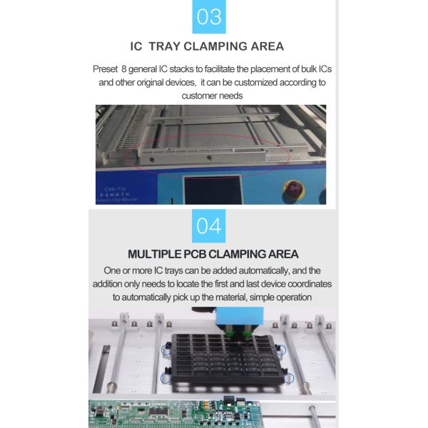 Manual Nozzle Change Small CHMT36 PCB Assembly Machine With Tape Puller