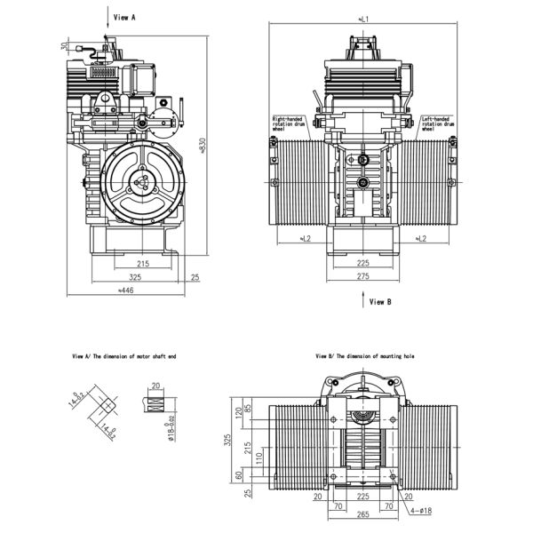 Ratio 49:2 Elevator Gearless Traction Machine Max.Static Load 1200kg