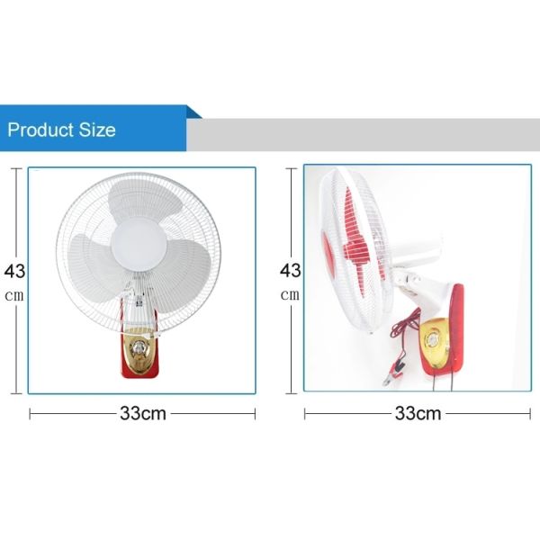 Plastic 16 Inch Industrial Wall Mounted Fan With Pull Strings and Lithium Battery