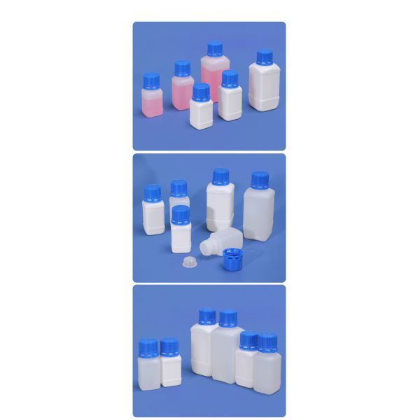Square Empty HDPE Plastic Lab Reagent Bottle 125 Ml Leakproof