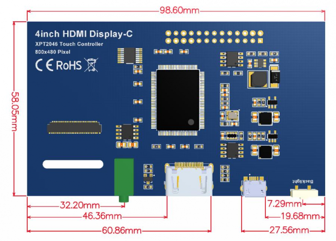 800*480 Raspberry Pi Zero Touch Screen HDMI Port RTP Touch Panel 4 Inch