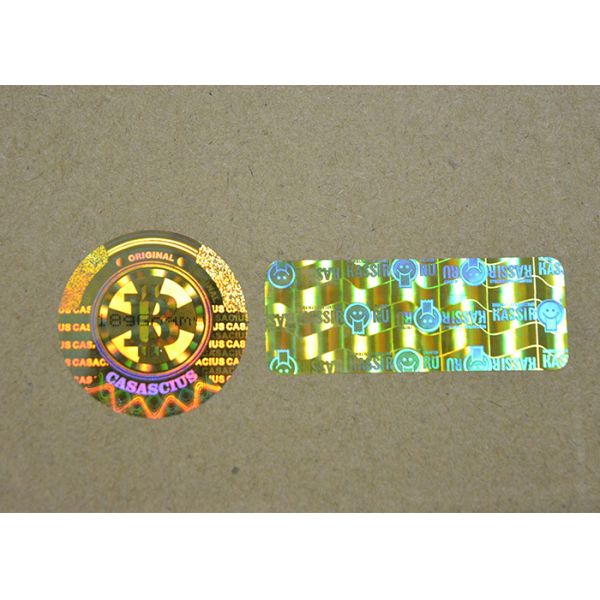 Gold Color Personalized Hologram Stickers Dot - Matrix Master With VOID Pattern