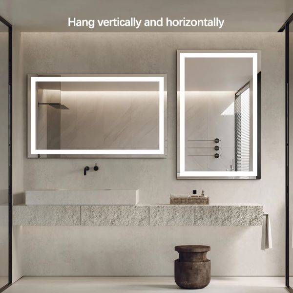 Close-up of mirror border and LED lighting
