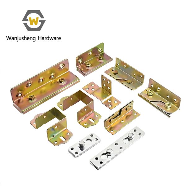 Galvanized Hardware Kit for Metal Bed Rail Frame Fasteners Foot Plates Brackets Hooks and Furniture Accessories
