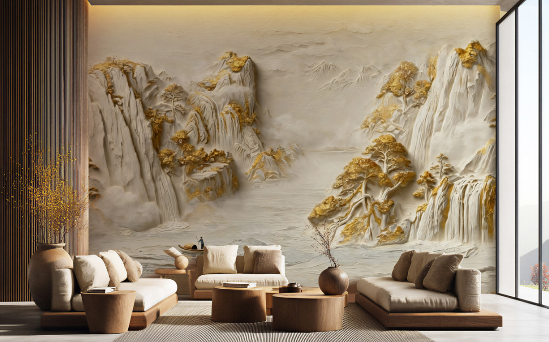 3D Relief PVC Wall Panel Waterproof Lifelike Patterns Retail Display