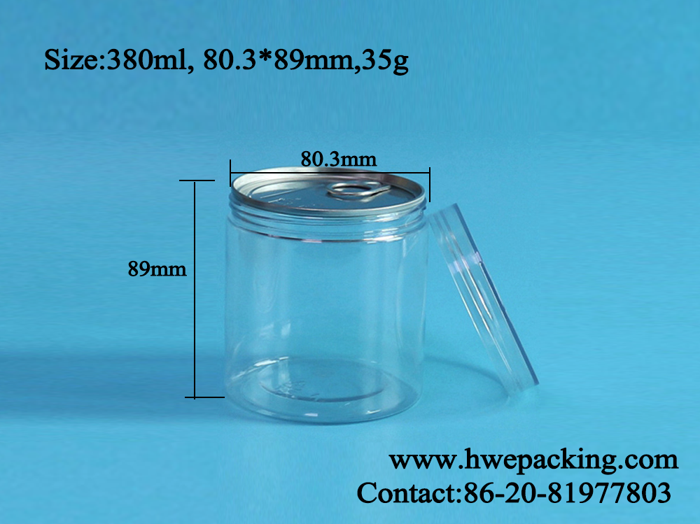 12.8oz 305# Cashews Dates Airtight PET Can Easy Open Plastic Packaging With Screw Cap