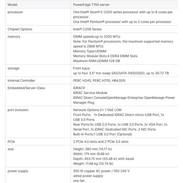 2.8HZ Processor Main Frequency PowerEdge T150 Tower Server Xeon Cpu E-2334 No Private Mold