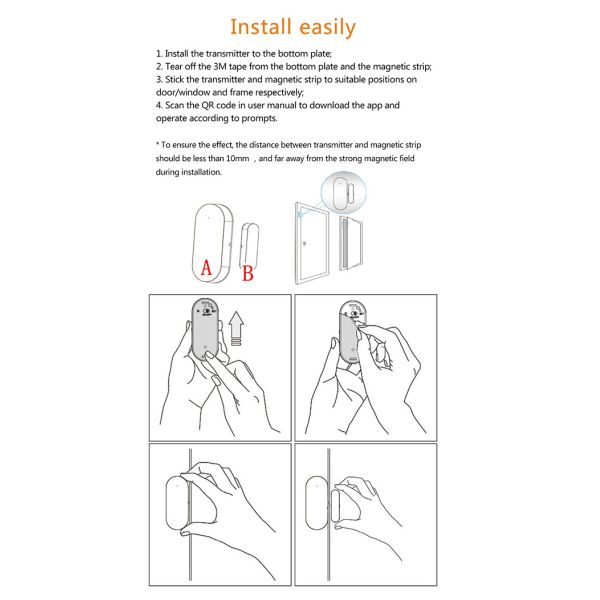 Tuya Smart App Notification Remote Control Wifi Magnetic Door Sensor