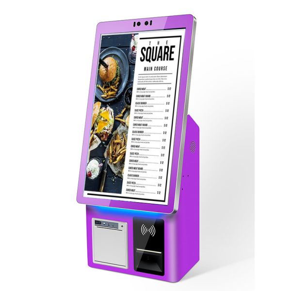 Crtly 21.5inch Capacitive Android Touch Screen Tabletop Checkout Payment Kiosk Self Service Ordering Kiosks with Qr Code Scanner