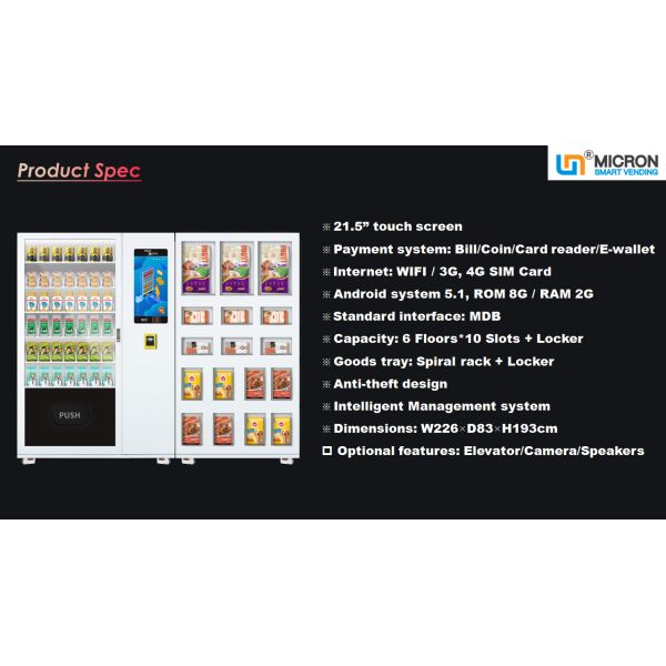 1200 Capacity Pet Products Smart Vending Machine With Locker Micron Smart Vending Machine