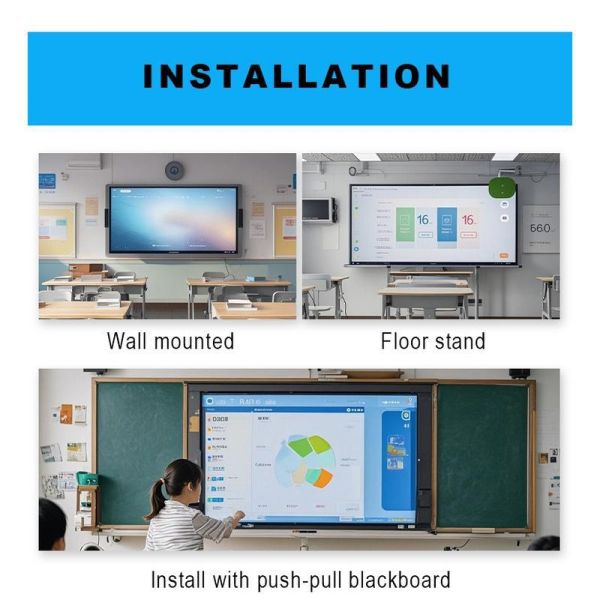 Android 13.0 Interactive Touch Screen Whiteboard with 350cd/M2 Brightness and 40-Point Multi-Touch for Smart Education