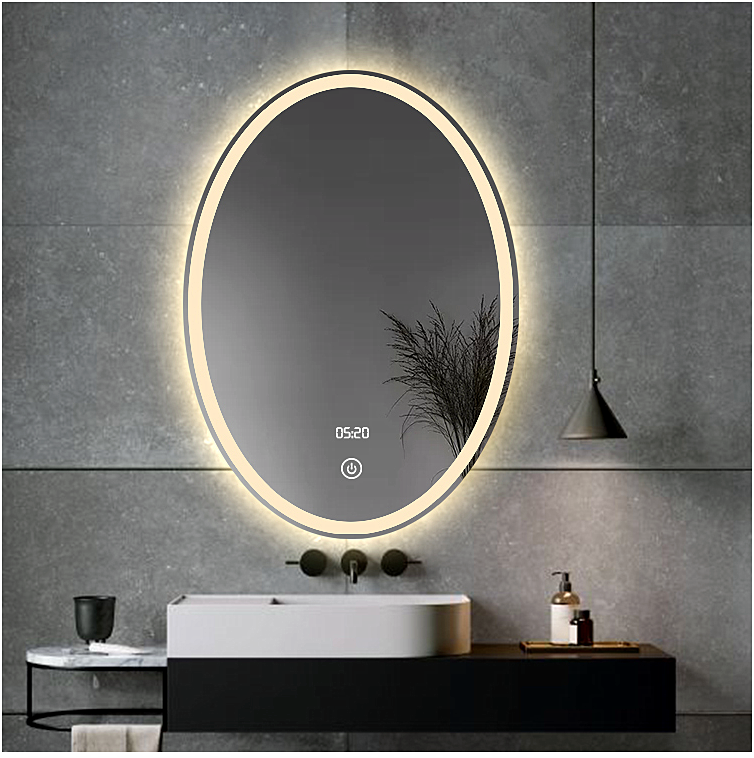 Aluminium Alloy Framed Round Bathroom Mirror With Back Light