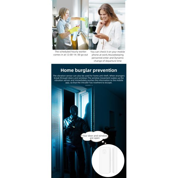 Tuya Smart Wireless Door Window Sensor Home Alarm System Temperature Humidity Detection